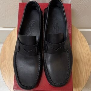 Salvatore Ferragamo Black Leather Penny Loafers